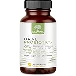 Delvina Oral Probiotics for Bad Breath Treatment for Adults - 90 Vegan Chewable Tablets for Oral Health, Teeth and Gums - Dental Probiotics for Fresh Breath - with Vitamin D3 - Lemon - 3 Month Supply