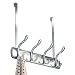 iDesign Bruschia Metal Over the Door Hanging 4-Hook Rack for Coats, Hats, Robes, Towels in Bathroom, Bedroom, Dorm, Entryway, 13" x 4.42" x 11.25", Brushed Nickel and Chrome