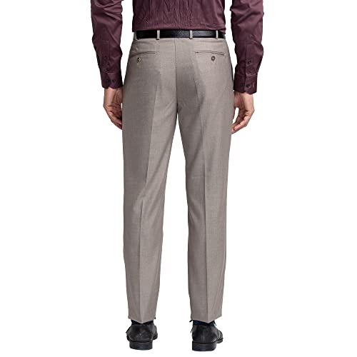 Image of Park Avenue Men's Pure Cotton Structure Pattern Smart Fit Flat Front Formal Trouser