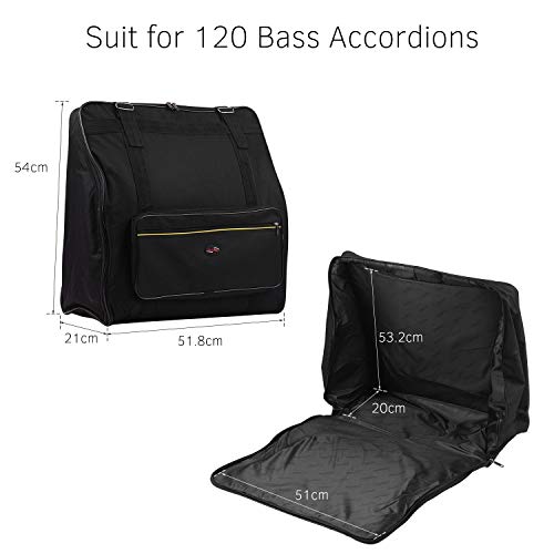 AntPower Accordion Case Gig Bag Backpack with Anti-Collision Interlayer for 120 Bass Accordions Musical Keyboard Accessories