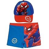 BAÑADOR tipo Bóxer, tallaje estándard, con la imagen de Spiderman a juego con la gorra.