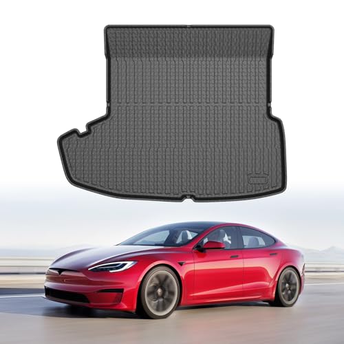 Image of Mixsuper Custom Fit Cargo Liner for 2021-2025 Tesla Model S Long Range /Plaid All Weather Trunk Liner Rear Cargo Mat Black (Not Fit 2012-2020 Model S)
