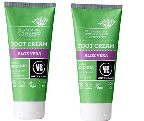 Urtekram Aloe Vera Fußcreme mit einem frischen Duft aus Menthol und Rosmarin, 2 x 100ml