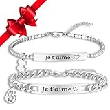 Nyisie Pulseras para Parejas Regalo Mujer: Pulsera Parejas de La Suerte Zirconio Puzzle Acero Inoxidable Joyas Mujere Regalos San Valentin