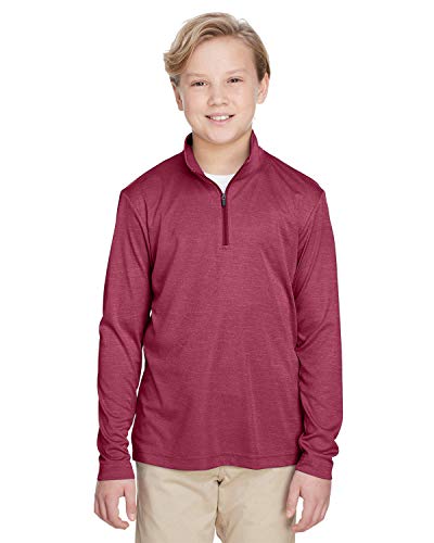 Team 365 Youth Zone Sonic Heather Performance Quarter-Zip M SP MAROON HTHR - Main Image