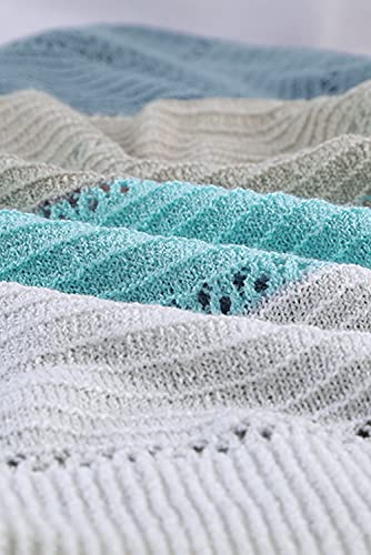 Fekoafe Women Trendy Tops For Fall,Personalized Casual V Neck Zipper Jumper Top Pullover Loose Noble Blue Grey Knit Sweatshirt For Winter Autumn Size L #TOP4