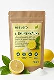 Essvero Zitronensäure E330 Lebensmittelqualität 900g – 100% Reine Zitronensäure, Vielseitig für Haushalt, Kosmetik & Lebensmittel – Ideal zum Entkalken von Wasserkocher, Kaffeemaschine & Waschmaschine