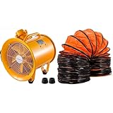 Mophorn Explosion Proof Fan 12 Inch(300mm) Utility Blower 550W 110V 60HZ Speed 3450 RPM & VEVOR 16 FT PVC Flexible Duct Hosing for 12 INCH Exhaust Fan (12IN 16FT)