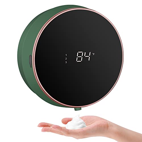 Automatic Soap Dispenser Foam Bathroom: Wall Mount Rechargeable Touchless Adjustable Auto Smart Electric Plastic Green Foaming Soap Dispenser with Clock - Kitchen - Hand Dish Lotion Couple Kids