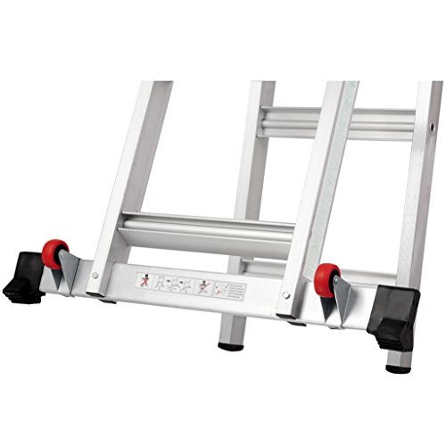 TOPRUNG 12ft. 2IN1 Aluminum Extension Ladder, Multi-Purpose Step Ladder with Bulit-in Wheels, 300lbs Duty Rating