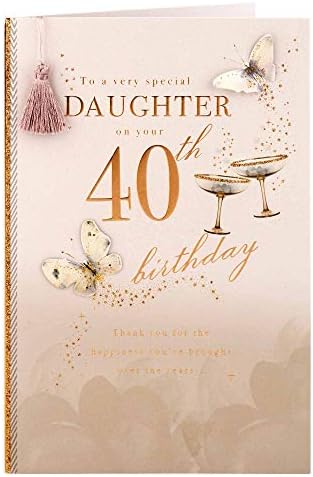 Clintons: Butterflies & Cocktails Daughter 40th Birthday Card, 40th Milestone Birthday Greetings Card, 234x156mm, multi