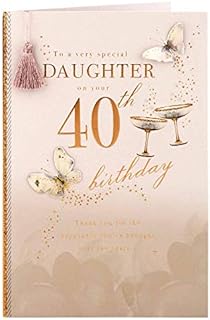 Clintons: Butterflies & Cocktails Daughter 40th Birthday Card, 40th Milestone Birthday Greetings Card, 234x156mm, multi