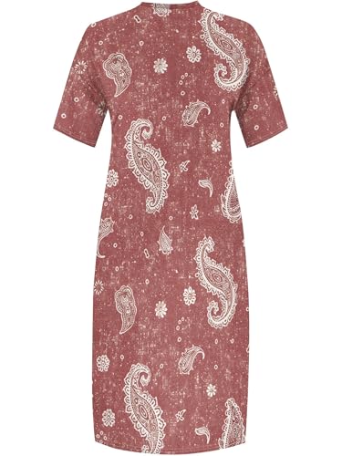 Image of SUZONANA Plus Size Denim Print Maxi Dresses for Women Casual V Neck Short Sleeve with Pockets Soft Jean Look Dress XL-6XL