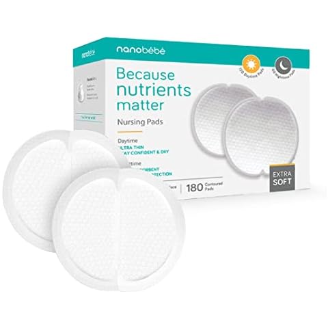Nanobébé Disposable Nursing Pads Multipack – 120 Days and 60 Nights Ultra Thin & Extra Absorbent Vented Leak Proof Nursing Essentials, Individually Wrapped (180 Count) Cover