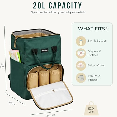 Image of MAMMA Diaper Bag for Mothers for Travel, Baby Bag for Mother Travel, Hospital Bag for Delivery Women, Baby Diaper Bag for Mom, 12 Pockets Diaper Bags for Mothers with 9 Months Warranty