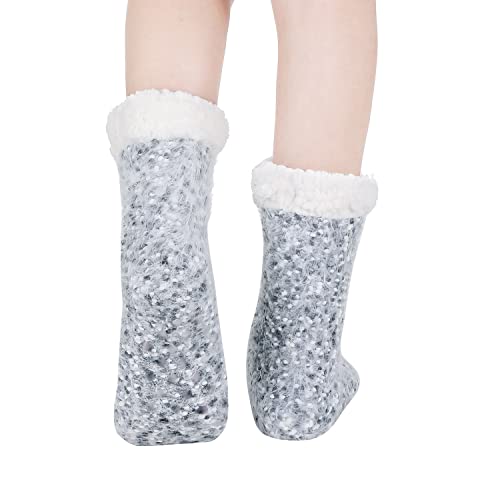 Image of Chassic Sherpa Lined Slipper Socks for Women, Non-Slip Cozy Winter House Socks, Soft Fuzzy Socks, Gifts for Women & Ladies Stocking Stuffers