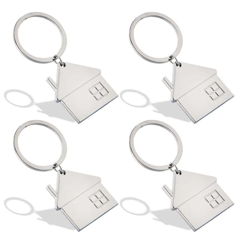 EUPSIIU Llaveros de Aleación de Zinc en Forma de Casa Con Colgante Creativo para el Hogar - Juego de 4, Regalo de Celebración de Inauguración