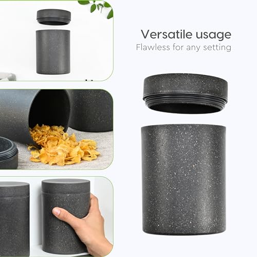 Image of Eha Earth Friendly Canister With Air Tight Lid | Food Storage Container Jars Set Of 2 | Made With Rice Husk And Bamboo Fibers | 700Ml | Charcoal-Tortilla,Multicolor