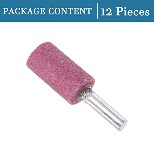 QUARKZMAN 12 Stück 6mm Schaft 16mm Durchm. Schleifsteine Montiert Zylinderform für Schleifen und Polieren Rosa