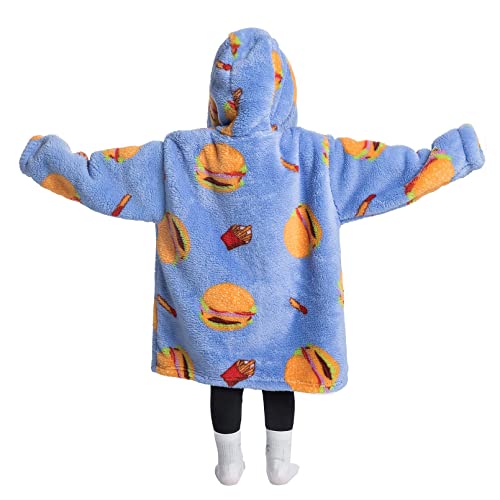 Blanket Hoodie For Kids Toddlers 2-6Yr Oversized Wearable Hooded Blanket Little Girls Boy Cute Animal Super Soft Comfortable Warm Sherpa With Pockets Hamburger #TOP2