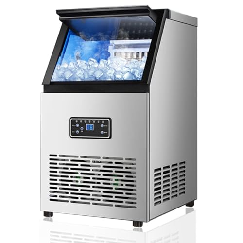 SHENGSHIYU máquina de Hacer Hielo para Bar,Producción Diaria 40kg,24 Cubitos de Hielo por Ciclo,Conexión a Agua Corriente,Autolimpiante Ice Maker Machine con Filtro Incluido y Pala para Hielo