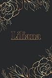liliana: composition notebook girly personalized name - gold floral lined journal - diary for women & teenage girls to write in 6''x9'' 110 pages - golden flowers and black cover
