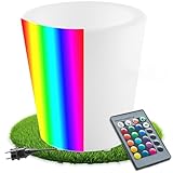 tectake® Pot de fleurs lumineux Ø38 x 40 cm Seau champagne Bac à glace Lampe jardin LED multicolore avec telecommande 16 couleurs Luminaire exterieur Éclairage extérieur Eclairage piscine