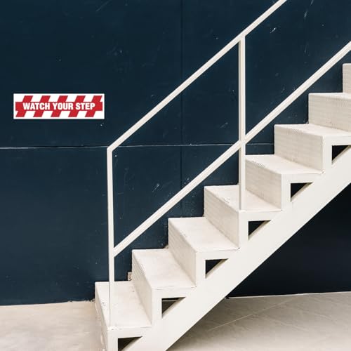 Watch Your Step Caution Safety Stickers Vinyl Adhesive Decals for Indoor Outdoor Use Floor Warning Sign Home Business Warehouse Stair Hazard Area 6Pcs Wall