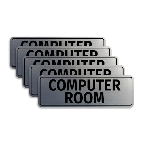 Standard Computer Room Sign (Brushed Silver) - Large (5 Pack)