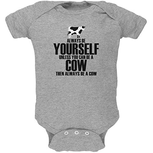 Always Be Yourself Cow Soft Baby One Piece Heather 0-3 M Grey