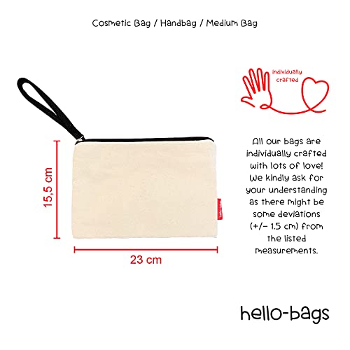 hello-bags. Trousse de toilette/Sac à main. Extérieur : Coton 100%. Avec fermeture éclair et doublure intérieure. Inclue une enveloppe kraft de cadeau. « 100% REAL ». Écru. 23 x 15,5 cm.