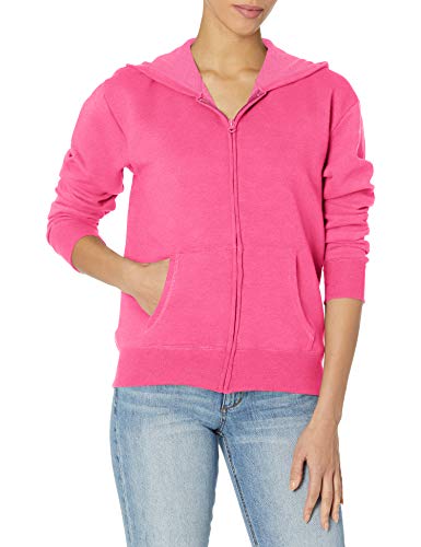 Hanes Women's EcoSmart Full-Zip Hoodie Sweatshirt, Jazzberry Pink Heather, 2X Large
