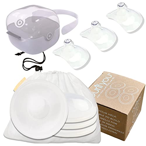 Image of Nipple Shields for Nursing Set of 3, 20mm & Breast Shells Milk Collector Saver for Breastfeeding, Cushions Sore or Sensitive Nipples Premium Bundle, Great for Newborn Attachment to Breast by purifyou
