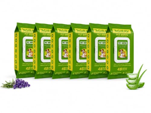 Image of Hypoallergenic Dog Wipes, Cleaning and Odor-Controlling Grooming Wipes for Paws, Body, and Butt, Perfect for Puppy and Adult Dogs (Pack of 6.)