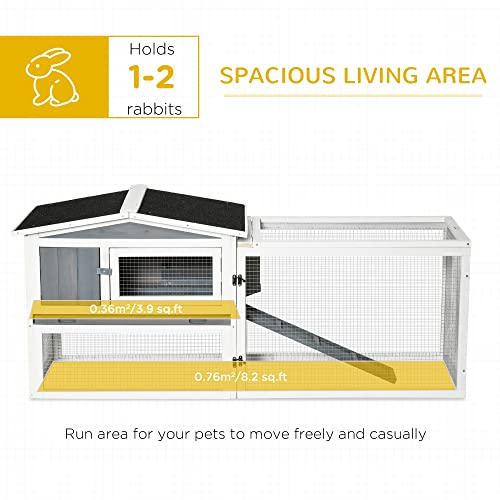 Pawhut Rabbit Hutch 2-Story Bunny Cage Small Animal House With Slide Out Tray, Detachable Run, For Indoor Outdoor, Light Grey #TOP4