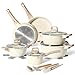 Produktbild JUST PERFECTO Topf und Pfannenset Induktion - Pfannenset mit deckel - Induktions Töpfe Set - Töpfe und pfannen set ohne PTFE und PFOA - Kochtopfset induktion (15-Teilig Beige)