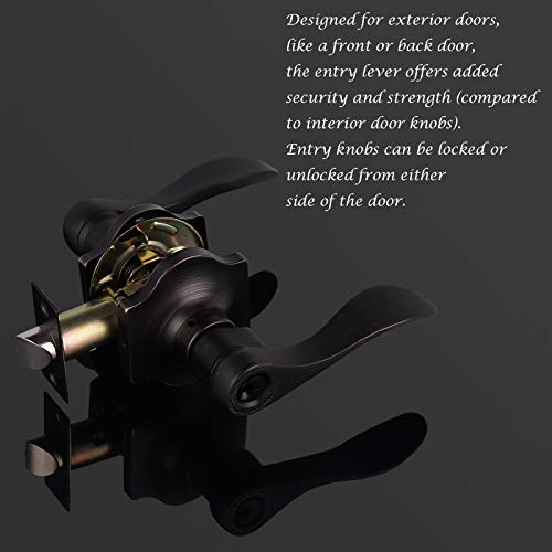 Knobelite Camelot Trim Keyed Entry Lock 1 Pack Exterior Door Lever For Security, Oil Rubbed Bronze Wave Door Lever For Front Door, Right/Left Handed Reversible Door Lock With Keys #TOP1