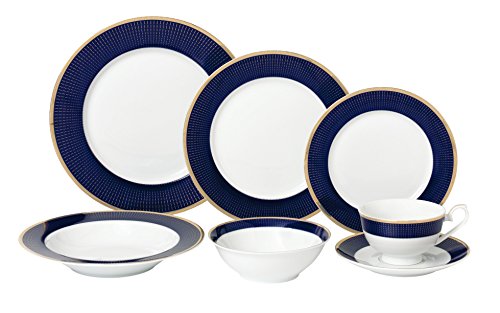 Lorren Home Trends - Midnight-28 28 Piece 'Midnight' Bone China Dinnerware Set