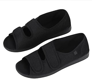 Qchomee Womens Swollen Feet Slippers for Feet Edema Diabetic Shoes Comfort Elderly Shoes Surgical Footwear Adjustable Orthopaedic Shoes Anti Slip Open Toe Sandals Breathable Diabetic Feet Slipper