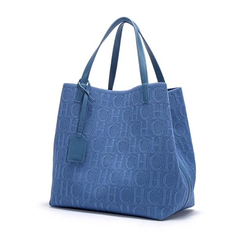 CHCH Womens Handbag Large Capacity Shopping Tote Simple Casual Commuter Bag Blue L