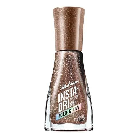 Sally Hansen Insta-Dri® Holo-Glow, On the Glow, Quick Dry, Long Lasting, Streak-Free Shine, Metallic Brown Nail Polish Cover