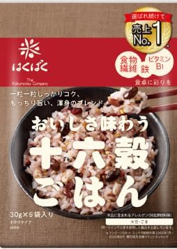 Hakubaku 16 Multigrain mix grains for Rice rice flavoring 180g (30g x 6 portions) Japgokbap Product of Japan. No.1 Mixed Grains Brand in Japan by Hakubaku. Easy healthy and tasty multigrain rice.