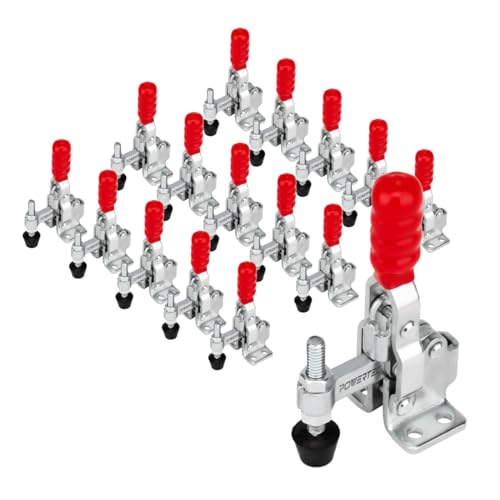 POWERTEC 20328-P4 Quick Release Toggle Clamp (Vertical) w Rubber Pressure Tip – Hold Down Hand Tool 200 lb Holding Capacity, 12050 – 16PK