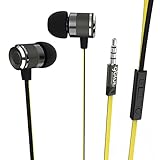 AOFU Headphones,Wired 3.5MM In-ear Noise-isolating Headphones|Earbuds|Earphones with Mic & Volume Control for for iPhone, iPod, iPad, Galaxy, Nokia, HTC, Nexus, BlackBerry,Black+Yellow