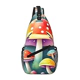 WBQLSL Süße farbige Pilze bedruckte Outdoor-Umhängetasche – leichte Reise-Brusttasche, perfekt...