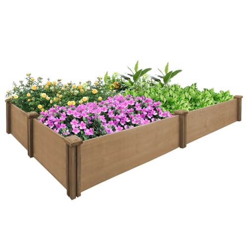 ketive Raised Garden Bed Without Legs 8x2Ft ft Large Elevated Wood Planter Box for Vegetables, Flowers, Herbs, and Succulents（Brown）
