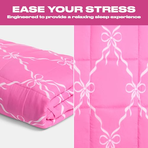 OHS Bow Print Weighted Blanket Adult, 8Kg Super Soft Weighted Blanket Therapy Autism Insomnia Stress Anxiety Relief for Adults, King - Hot Pink - 150x200cm (Disclaimer: Only suitable for age 3+years) - Image 4