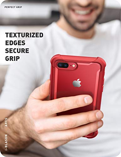 I-Blason Case For Iphone 8 Plus/Iphone 7 Plus, [Ares] Full-Body Rugged Clear Bumper Case With Built-In Screen Protector (Metallic Red) #TOP6
