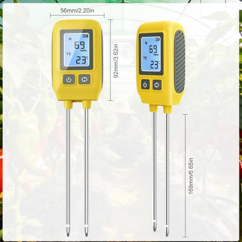 Image of HASTHIP 4-in-1 Soil Tester, Nitrogen Phosphorus Potassium & Temperature Meter, Pin LCD Soil Tester for Nitrogen /Phosphorus /Potassium, Dual Probe NPK Nutrient Analyzer for Garden (No Battery Included)