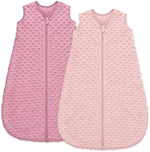 Unnivoll Schlafsack Baby 1.5 Tog Babyschlafsack 0-6 Monate 2er Pack Schlafsack Winter Herbst 67 cm für Jungen Mädchen Neugeborene Rosa